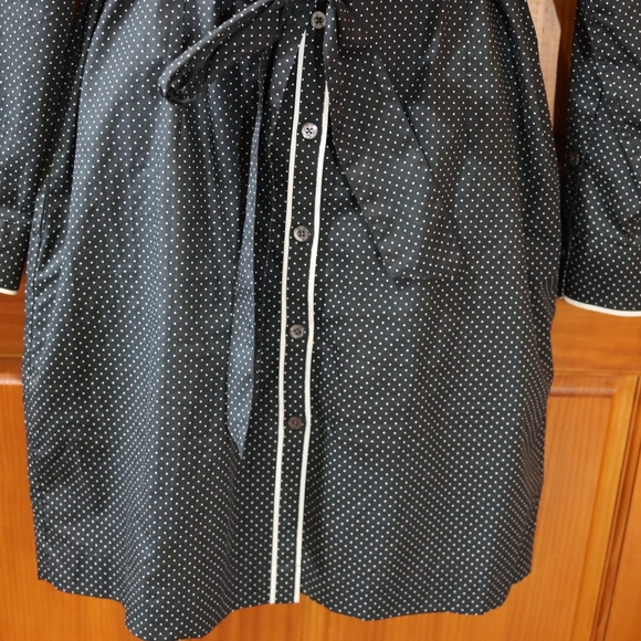 Brooks Brothers Black White Polka Dot Belted Long Sleeve Cotton Dress 10 - Picture 5 of 15